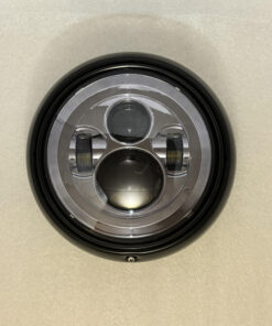 Headlight 7 inch Chrome with Black Foil and with Headlight trim