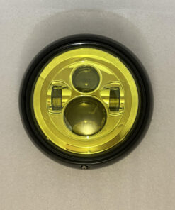 Headlight 7 inch Chrome with Yellow Foil and with Headlight trim